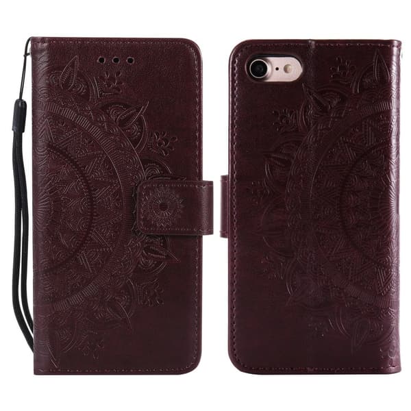 iPhone 17e / 16e Fodral Mandala Läder Brun