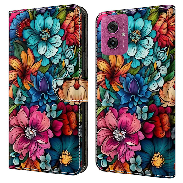 Motorola Moto G55 5G Fodral Läder Blommor