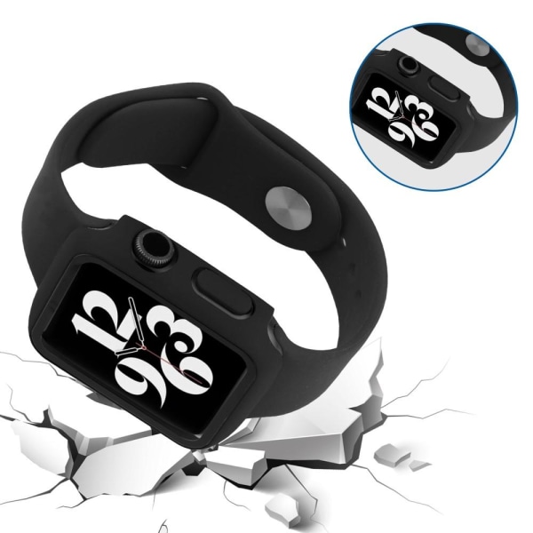 Silikon Armband + Skärmskydd Härdat Glas Apple Watch 41 mm Svart