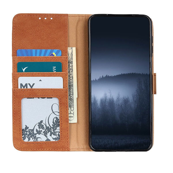 KHAZNEH Xiaomi Redmi Note 11 4G Fodral Split Läder Brun