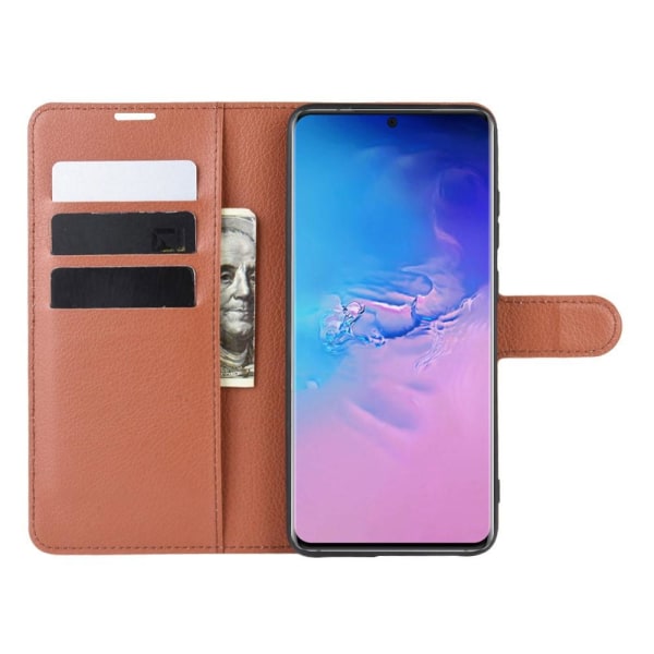 Samsung Galaxy S20 Ultra - Litchi Plånboksfodral - Brun Brown Brun