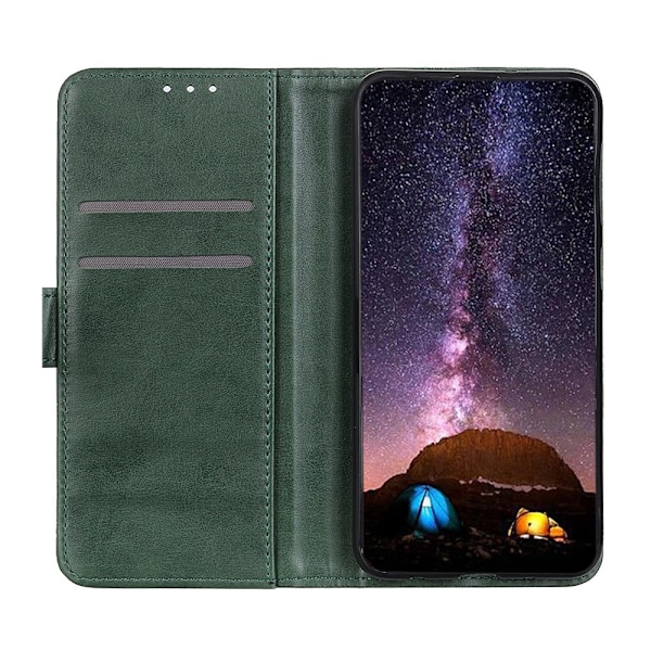 Samsung Galaxy A72 - Nit Dekor Läder Fodral - Grön Green Grön