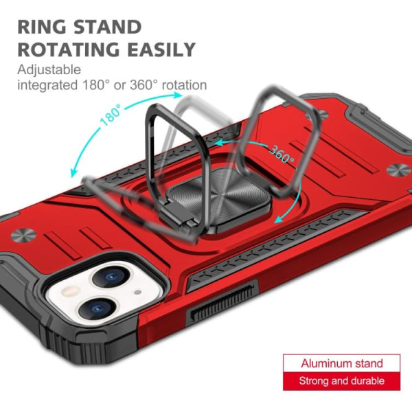 iPhone 14 Pro Skal Shockproof Hybrid Ring Röd