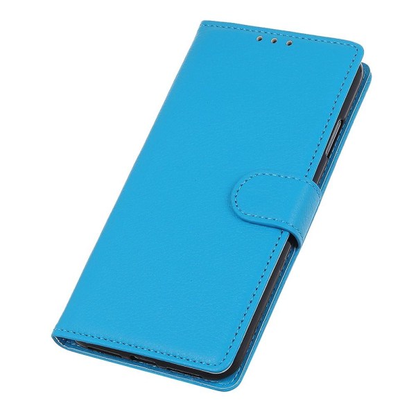 Huawei P40 Lite E - Litchi Plånboksfodral - Blå Blue Blå
