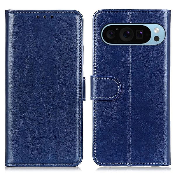 Google Pixel 10/10 Pro / 9/9 Pro Fodral Crazy Horse Läder Blå