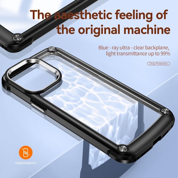 iPhone 15 Pro Skal Shockproof Hybrid Armor Svart