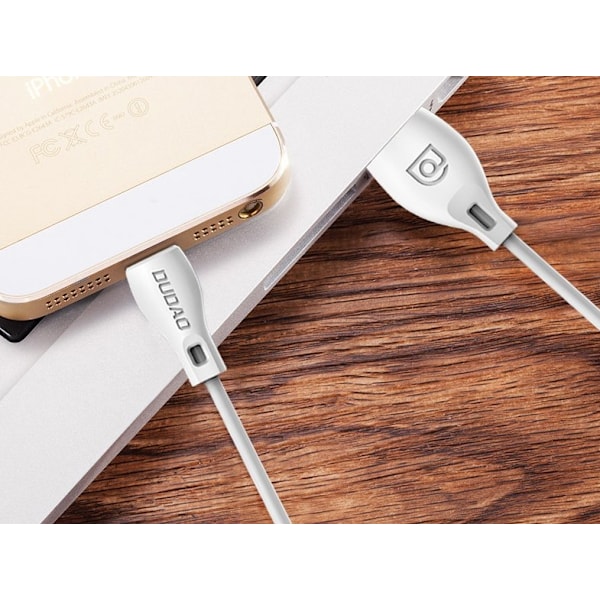 Dudao 2m 2.4A Micro USB Laddningskabel - Vit White Vit