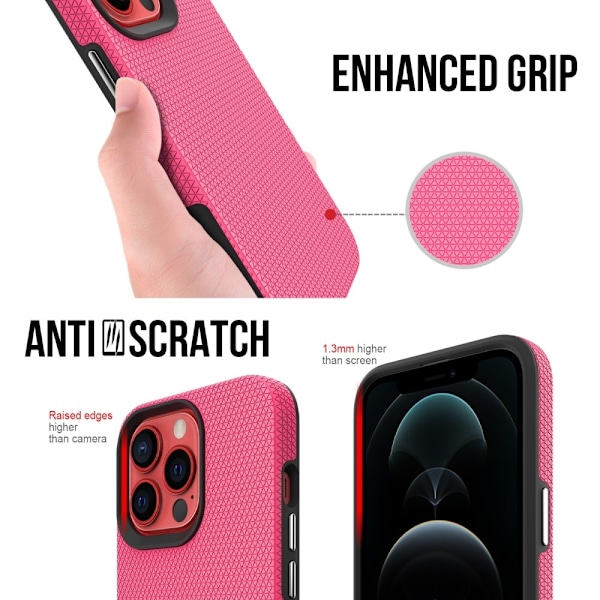 iPhone 13 Pro Skal Hybrid Triangle Textur Rosa