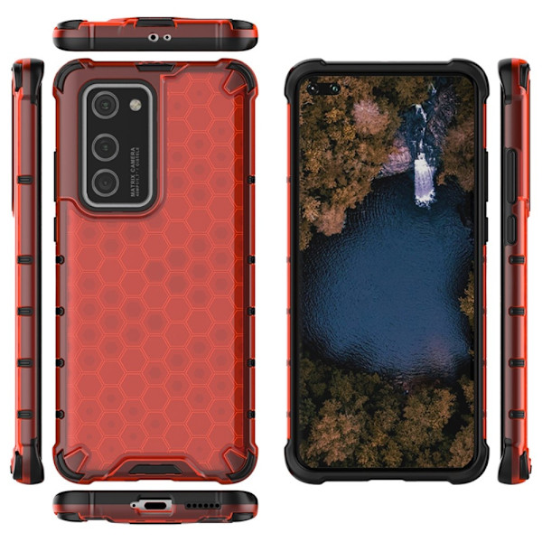 Huawei P40 Pro - Armor Honeycomb Textur - Röd Red Röd