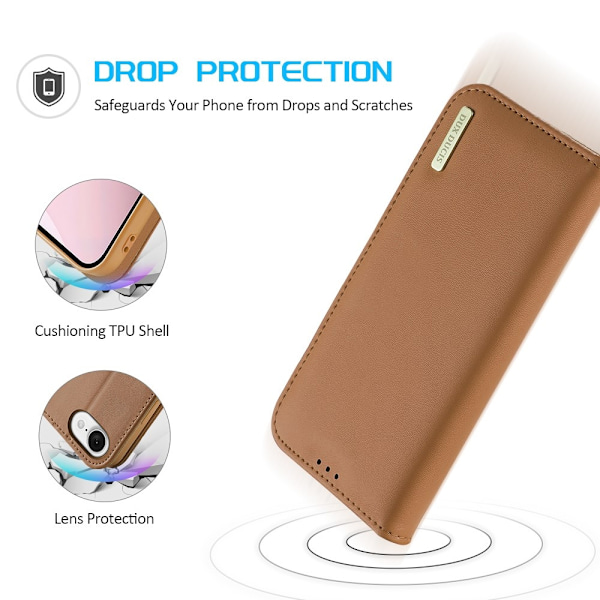DUX DUCIS iPhone 16e Fodral HIVO Äkta Läder Brun