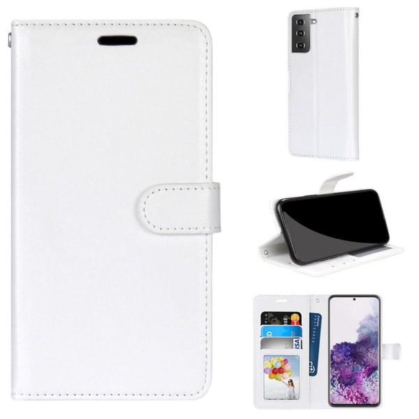 Samsung Galaxy S21 Plus - Retro Plånboksfodral - Vit White Vit