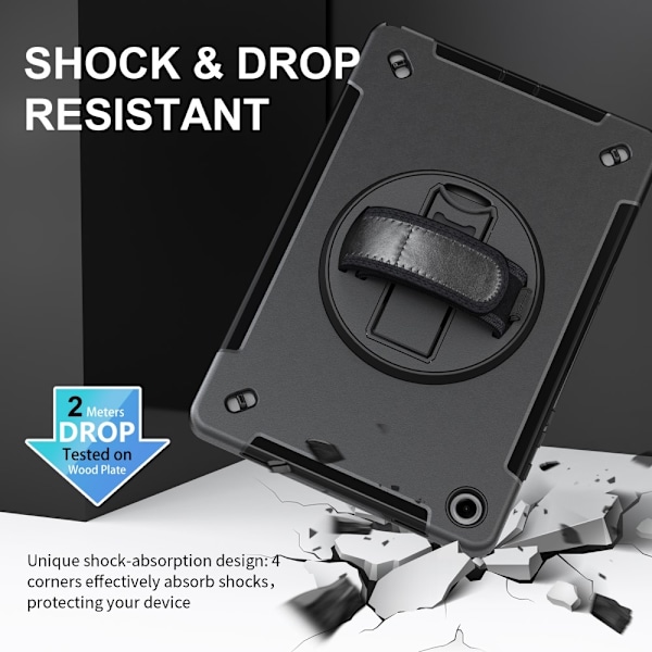 Samsung Galaxy Tab A9 Plus Skal 360 Rotation Shockproof Med Rem