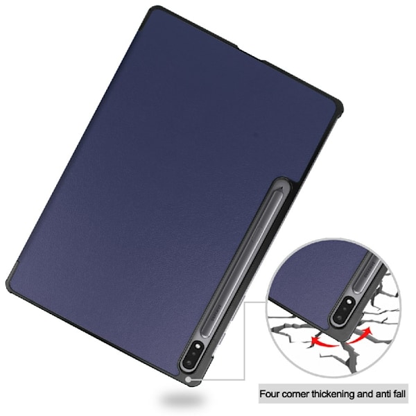 Samsung Galaxy Tab S7 FE / S7 Plus / S8 Plus Fodral Tri-Fold Mörk Blå Mörkblå