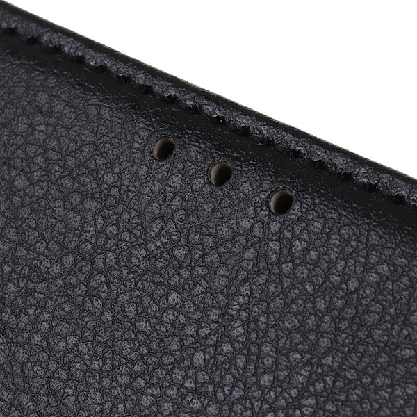 Huawei P40 Lite E - Litchi Plånboksfodral - Svart Black Svart