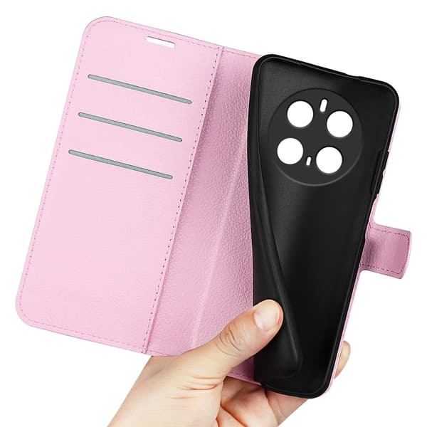 Honor Magic7 Pro Fodral Litchi Läder Ljus Rosa