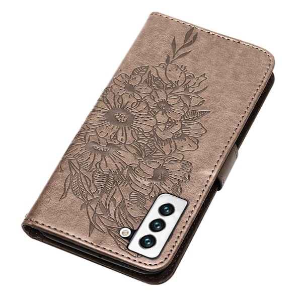 Samsung Galaxy S23 Fodral Fjäril Tryck Grå