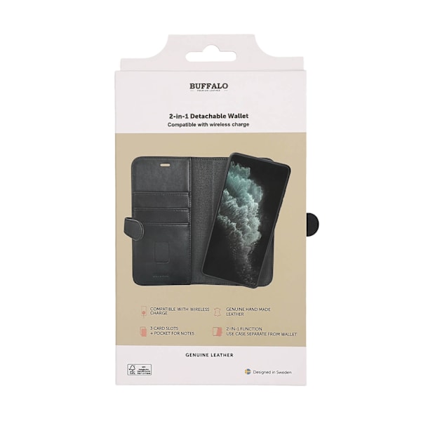 Buffalo Samsung Galaxy S24 FE Fodral 2in1 Äkta Läder Svart