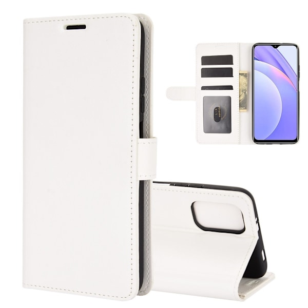 Xiaomi Redmi 9T - Crazy Horse Läder Fodral - Vit White Vit
