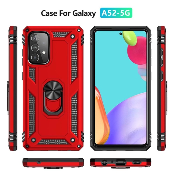 Samsung Galaxy A52 / A52s - Hybrid Armor Ring Skal - Röd Red Röd