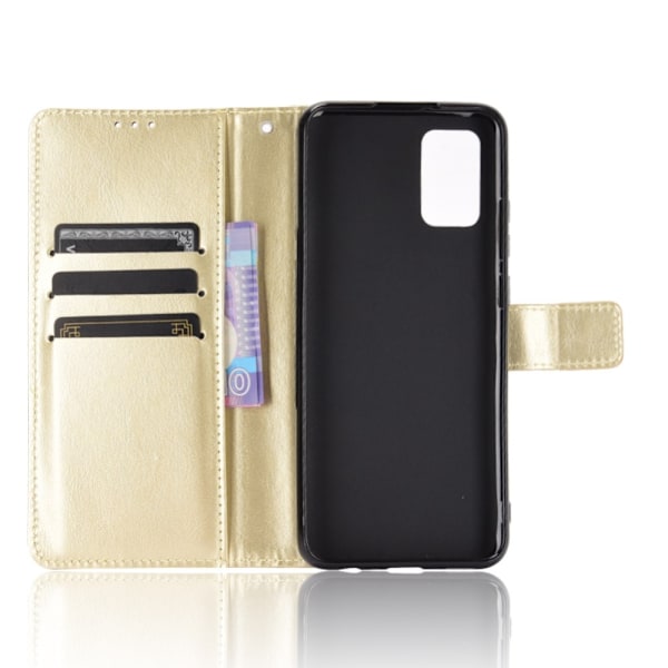 Samsung Galaxy A02s - Crazy Horse Läder Fodral - Guld Gold Guld