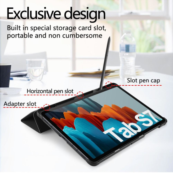 Samsung Tab S7 / Tab S8 - Tri-Fold Fodral Med Pennhållare - Svar