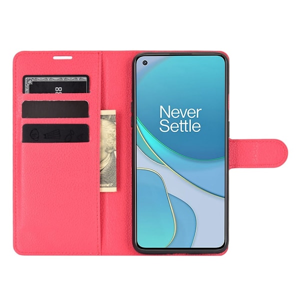 OnePlus 8T / 8T+  - Litchi Läder Fodral - Röd Red Röd