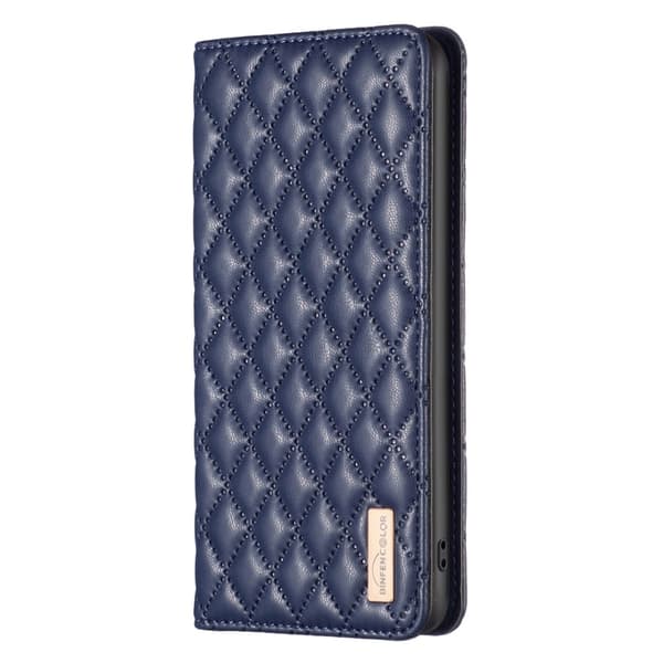 BINFEN Galaxy S25 Ultra Fodral Flip Diamond Läder Blå