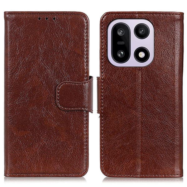 OnePlus 15 Fodral Läder Nappa Textur Brun