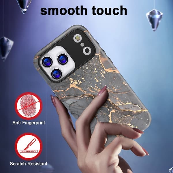 iPhone 17 Pro Max Skal Hybrid Med Marmor Tryck Grå / Guld