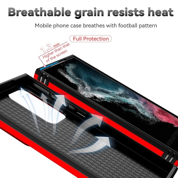 Samsung Galaxy S23 Ultra Skal Hybrid Ring CamShield Röd