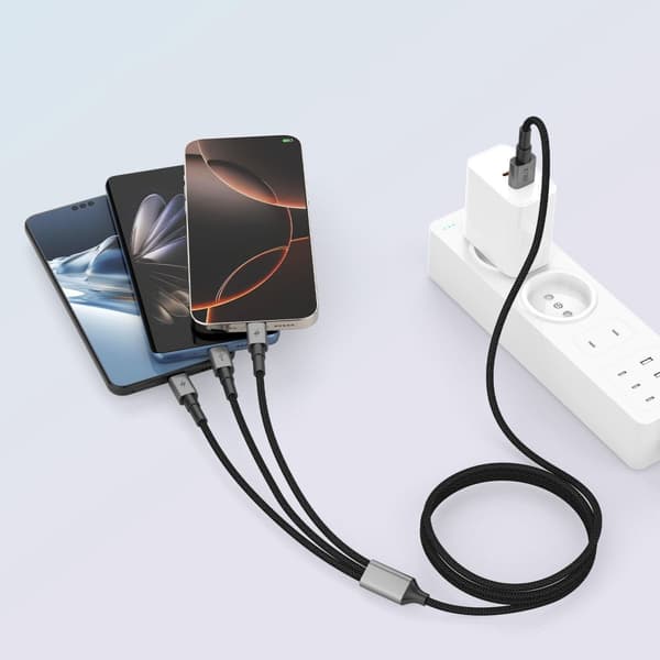 Tech-Protect 1.2m 3in1 USB-C/Lightning/Micro USB Kabel Iron Grey