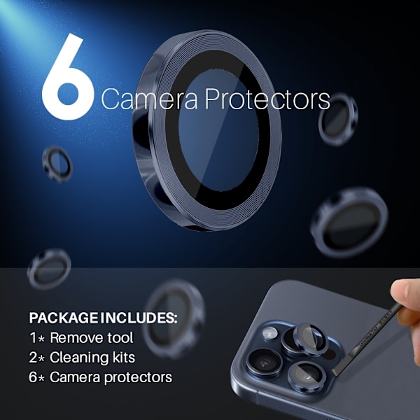 NORTHJO iPhone 14 Pro/Pro Max/15 Pro/Pro Max Linsskydd 2-PACK Mörkblå