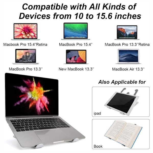 Vikbart Laptop Stativ, Justerbar Höjd Vit