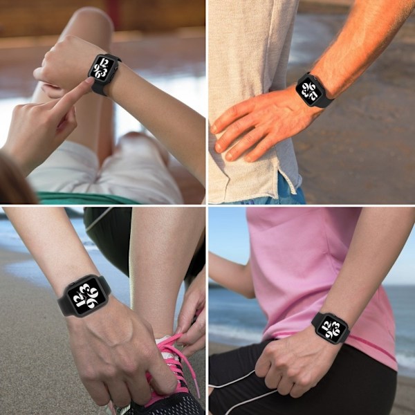 Silikon Armband + Skärmskydd Härdat Glas Apple Watch 41 mm Svart