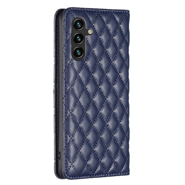 BINFEN Galaxy A35 5G Fodral Flip Diamond Läder Blå