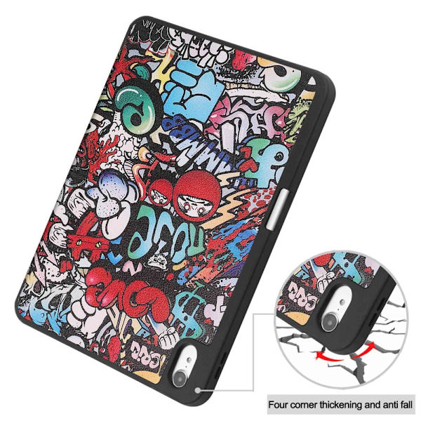 iPad 11 2025 / 10.9 2022 Fodral Tri-Fold Pennhållare Graffiti