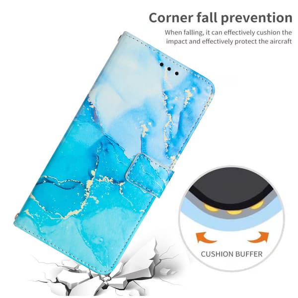 Samsung Galaxy A37 5G Fodral Läder Marmor Blå / Grön
