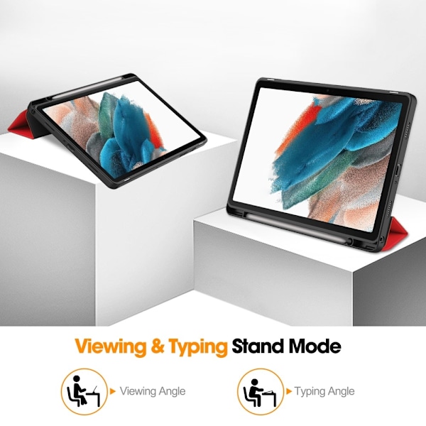 Samsung Galaxy Tab A9 Plus Fodral Tri-Fold Pennhållare Röd