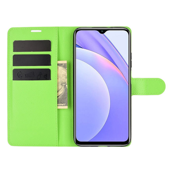 Xiaomi Redmi 9T - Litchi Läder Fodral - Grön Green Grön