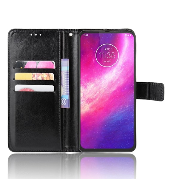 Motorola One Hyper - Crazy Horse Plånboksfodral - Svart Svart