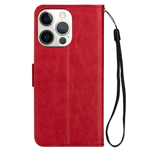 iPhone 13 Pro Max Fodral Crazy Horse Läder Röd Röd