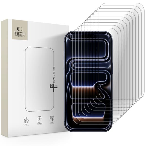 Tech-Protect iPhone 17/17 Pro/16 Pro 10-PACK Skärmskydd Härdat Glas