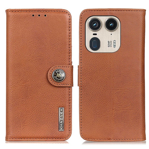 KHAZNEH Motorola Edge 50 Ultra 5G Läder Fodral Brun