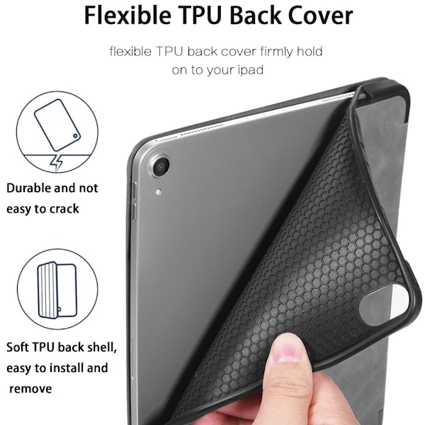 DG.MING iPad Air 2025-2020/Pro 11 2018 Fodral Pennhållare Grey Grå
