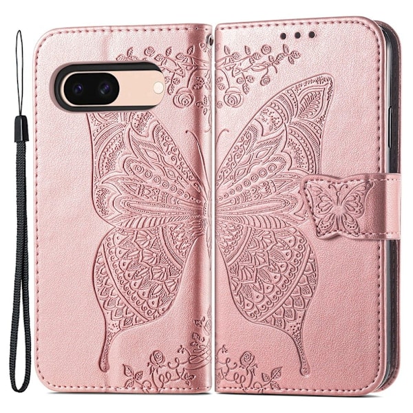 Google Pixel 8A Fodral Butterfly Roséguld