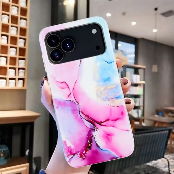 iPhone 17 Pro Skal TPU Marmor Rosa / Blå
