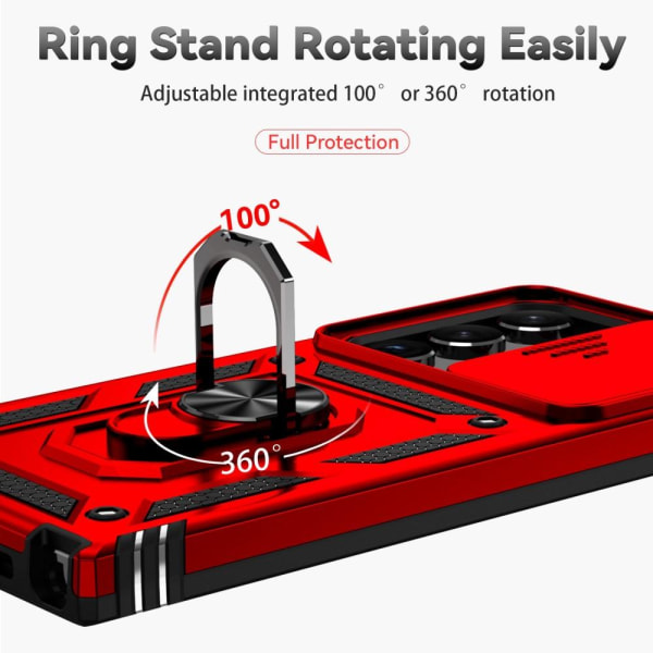 Samsung Galaxy S23 Ultra Skal Hybrid Ring CamShield Röd