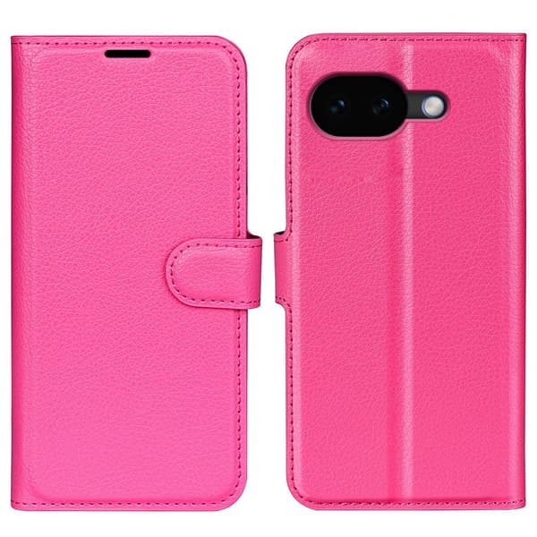Google Pixel 10a Fodral Litchi Läder Rosa