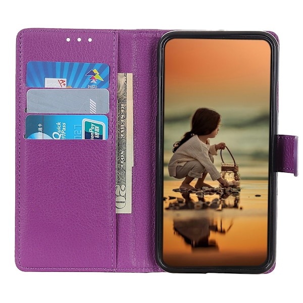 Realme C21 - Litchi Läder Fodral - Lila Lila