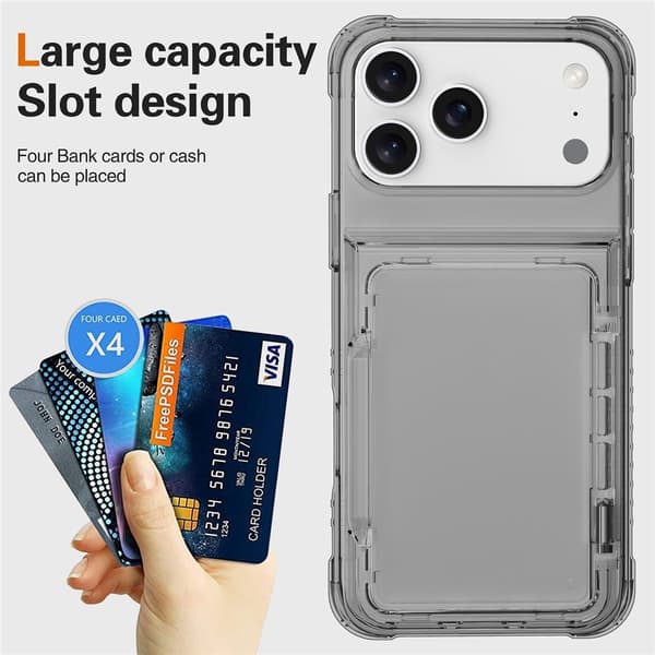 iPhone 18 Pro Max/17 Pro Max Skal Kickstand Med Kortfack Tonad Svart